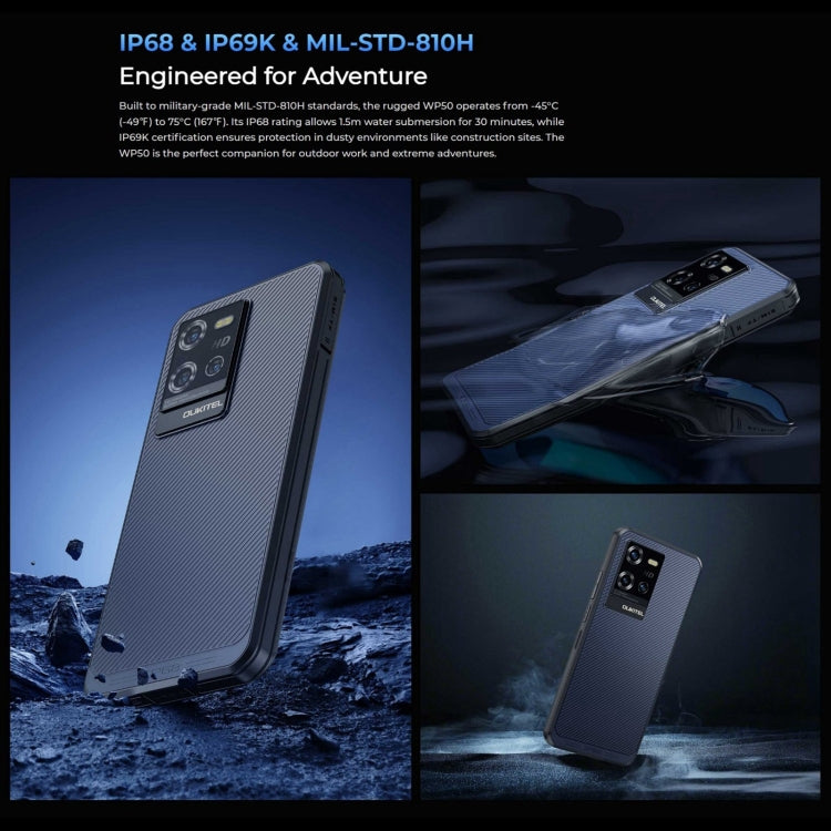 Oukitel WP50 5G Rugged Phone, 4GB+256GB, 6.6 inch Android 14.0 MediaTek Dimensity 6100+ Octa-core, NFC, OTG, Network: 5G (Black)