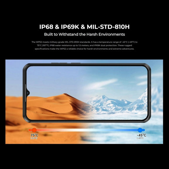 Oukitel WP52 5G Rugged Phone, 4GB+256GB, 6.6 inch Android 14.0 MediaTek Dimensity 6100+ Octa-core, NFC, OTG, Network: 5G (Black)