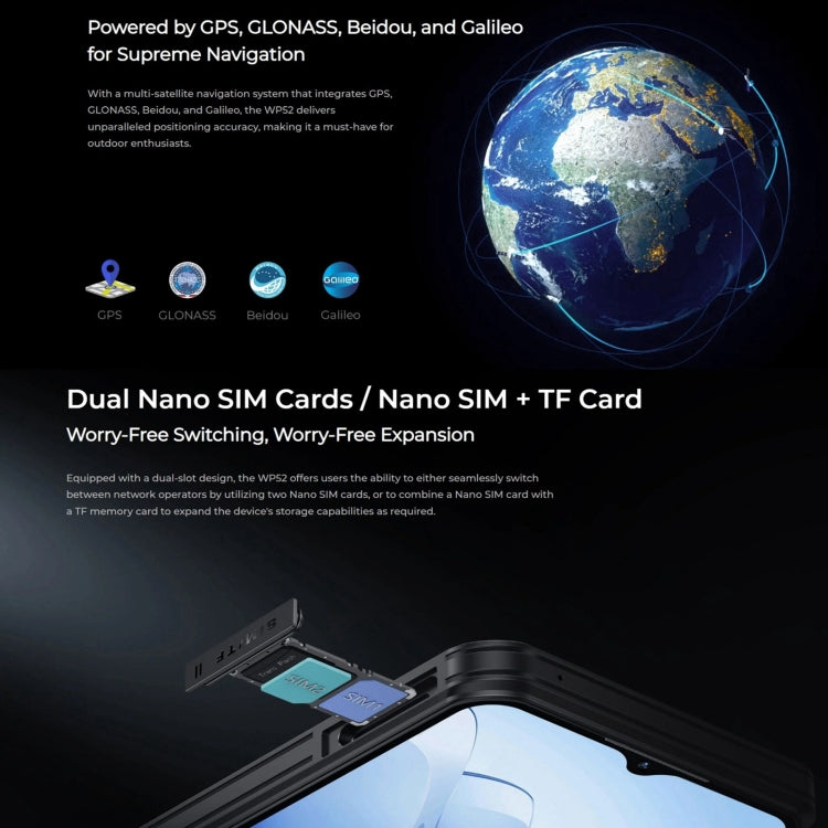 Oukitel WP52 5G Rugged Phone, 4GB+256GB, 6.6 inch Android 14.0 MediaTek Dimensity 6100+ Octa-core, NFC, OTG, Network: 5G (Navy Blue)