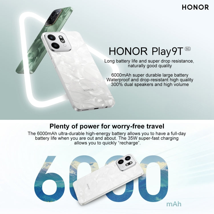 Honor Play9T 5G,  8GB+128GB, 6.77 inch MagicOS 8.0 Qualcomm Snapdragon 4 Gen2 Octa Core up to 2.2GHz, Network: 5G, OTG, Not Support Google Play (Green)