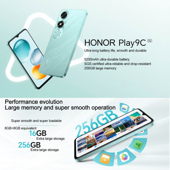 Honor Play9C 5G, 6GB+128GB, Side Fingerprint, 6.56 inch MagicOS 8.0 Dimensity 6100+ Octa Core, Network: 5G, OTG, Not Support Google Play (Blue)