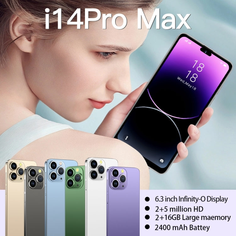 i14 Pro Max N85+, 2GB+16GB, 6.3 inch Screen, Face Identification, Android 6.0 Spreadtrum 7731G Quad Core, Network: 3G, Dual SIM,  with 64GB TF Card(Blue)