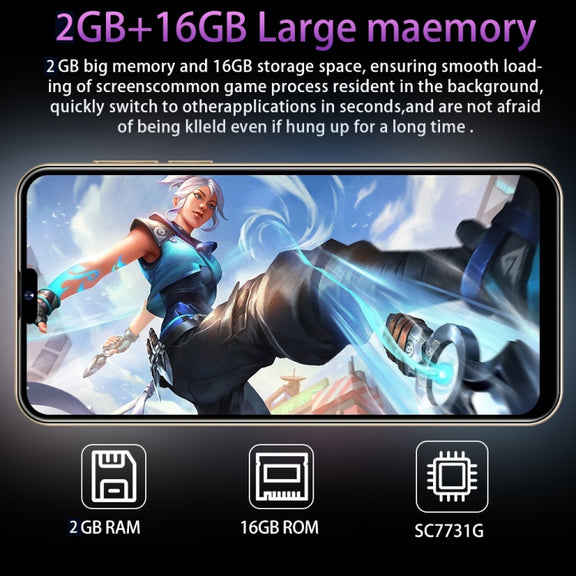 i14 Pro Max N85+, 2GB+16GB, 6.3 inch Screen, Face Identification, Android 6.0 Spreadtrum 7731G Quad Core, Network: 3G, Dual SIM,  with 64GB TF Card(Blue)