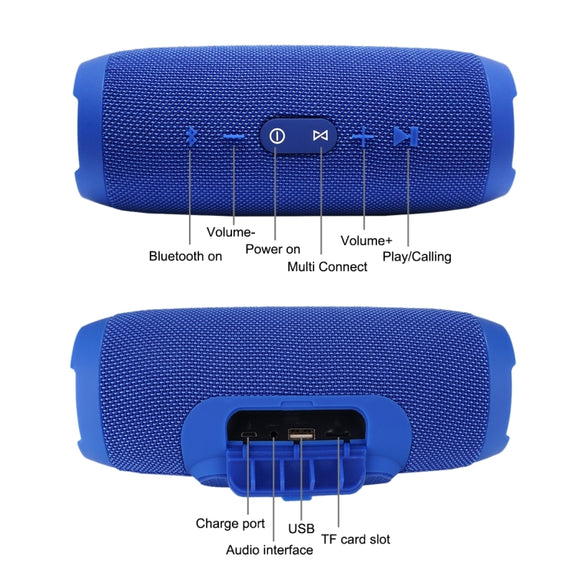 Charge3 Life Water-resistant Bluetooth Stereo Speaker, Built-in MIC, Support Hands-free Calls & TF Card & AUX IN & Power Bank(Blue)
