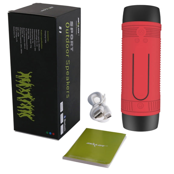 Zealot S1 Multifunctional Outdoor Water-resistant Bluetooth Speaker, 4000mAh Battery, For iPhone, Galaxy, Sony, Lenovo, HTC, Huawei, Google, LG, Xiaomi, other Smartphones(Red)