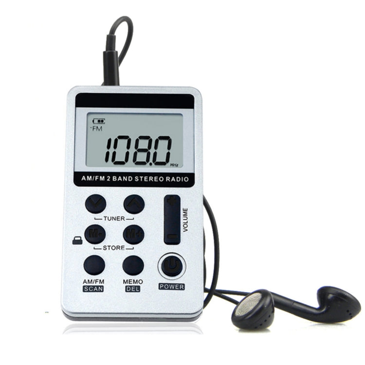 Portable AM / FM Two Bands Rechargeable Stereo Radio Mini Receiver with & LCD Screen & Earphone Jack & Lanyard (White) - Radio Player by PMC TechLife | Online Shopping South Africa | PMC TechLife | Buy Now Pay Later Mobicred