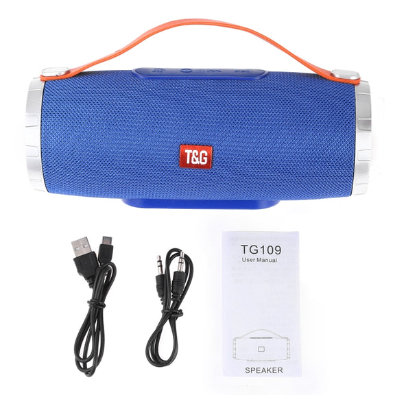 T&G TG109 Portable Wireless Bluetooth V4.2 Stereo Speaker with Handle, Built-in MIC, Support Hands-free Calls & TF Card & AUX IN & FM(Dark Blue)