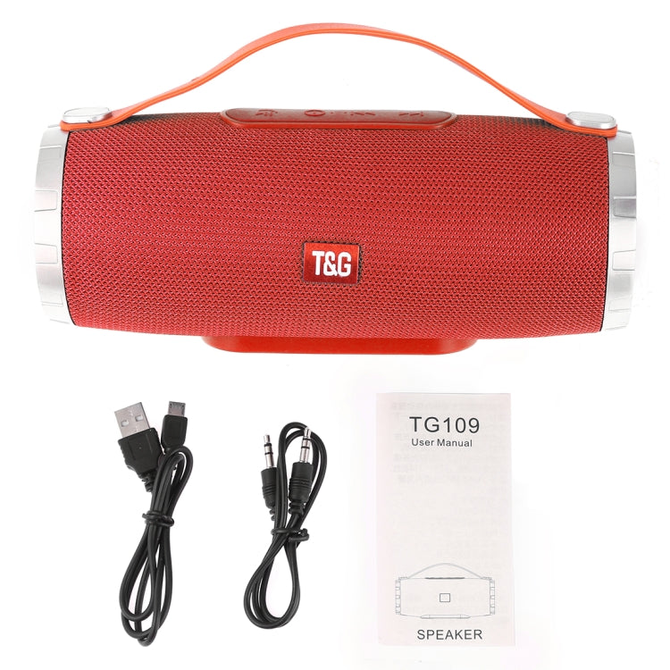 T&G TG109 Portable Wireless Bluetooth V4.2 Stereo Speaker with Handle, Built-in MIC, Support Hands-free Calls & TF Card & AUX IN & FM(Red) - free shipping - PMC Jewellery - Order now!
