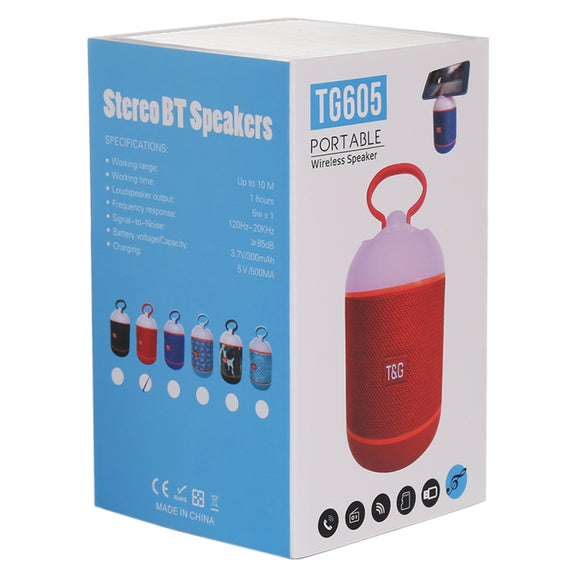 T&G TG605 Portable Stereo Wireless Bluetooth V5.0 Speaker, Built-in Mic, Support Hands-free Calls & TF Card & U Disk & AUX Audio & FM(Red)