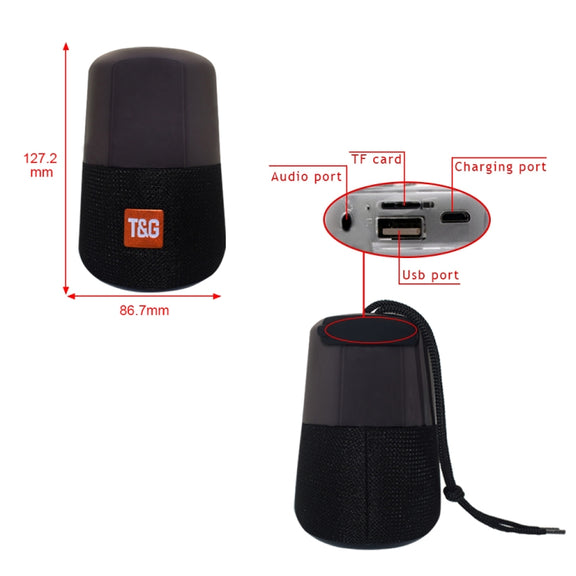 T&G TG168 Portable Wireless Bluetooth V5.0 Stereo Speaker with Handle, Built-in MIC, Support Flashing LED Light & TF Card & U Disk & AUX IN & FM(Cyan)
