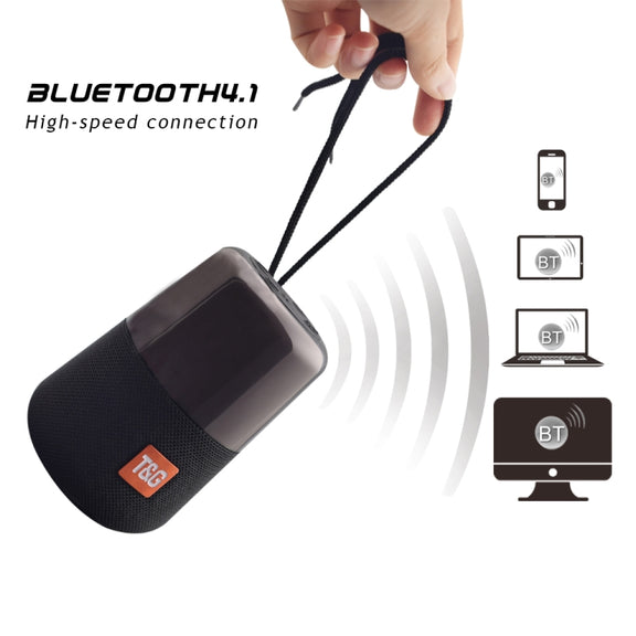 T&G TG168 Portable Wireless Bluetooth V5.0 Stereo Speaker with Handle, Built-in MIC, Support Flashing LED Light & TF Card & U Disk & AUX IN & FM(Cyan)
