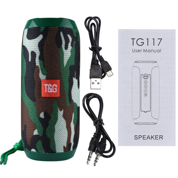 T&G TG117 Portable Bluetooth Stereo Speaker, with Built-in MIC, Support Hands-free Calls & TF Card & AUX IN & FM, Bluetooth Distance: 10m(Green)