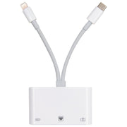 NK-107 Pro 3 in 1 USB-C / Type-C + 8 Pin Male to USB + RJ45 + 8 Pin Charging Female Interface Adapter