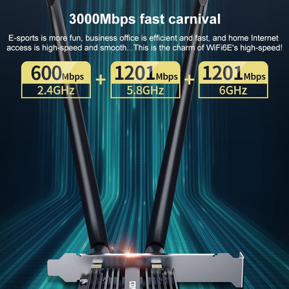 COMFAST CF-AX181 PRO 3000Mbps Tri-band + Bluetooth 5.2 Wireless WiFi6E PCI-E Network Card with Heat Sink - free shipping - PMC Jewellery - Order now!
