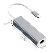 USB-C / Type-C to Gigabit Ethernet RJ45 & 3 x USB 3.0 Adapter Converter HUB, Computer External Tablet Phone Universal(Silver)