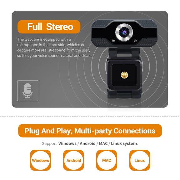 ESCAM PVR006 HD 1080P USB2.0 HD Webcam with Microphone for PC