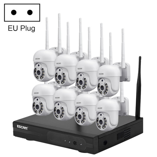 ESCAM WNK718 HD 3.0 Million Pixels 8-channel Wireless + 8IPC Wireless NVR Security System, EU Plug - free shipping - PMC Jewellery - Order now!