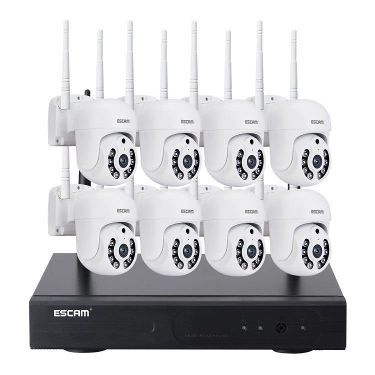ESCAM WNK718 HD 3.0 Million Pixels 8-channel Wireless + 8IPC Wireless NVR Security System, EU Plug - free shipping - PMC Jewellery - Order now!