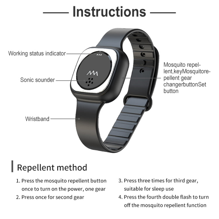 F8 Outdoor Silica Gel Mosquito Repellent Wristband(Black) - Repellent Wristband by PMC TechLife | Online Shopping South Africa | PMC TechLife | Buy Now Pay Later Mobicred