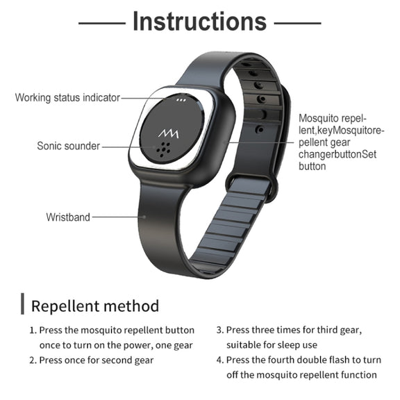 F8 Outdoor Silica Gel Mosquito Repellent Wristband(Black)