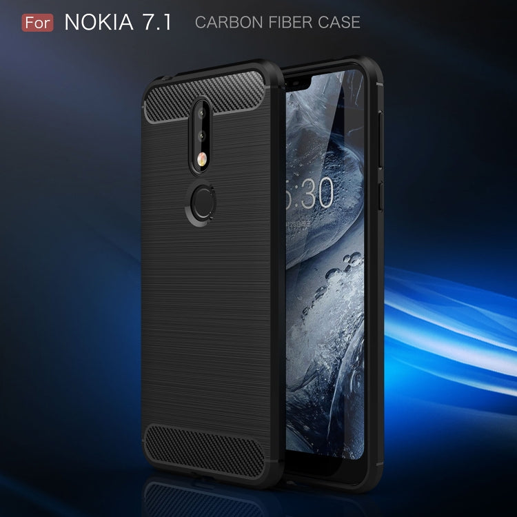 Brushed Texture Carbon Fiber Soft TPU Case for Nokia 7.1(Red) - free shipping - PMC TechLife - Order now!