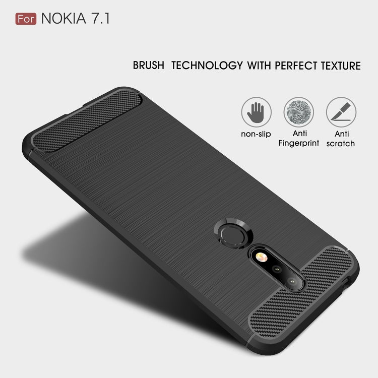 Brushed Texture Carbon Fiber Soft TPU Case for Nokia 7.1(Red) - free shipping - PMC TechLife - Order now!