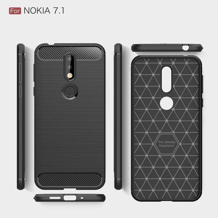 Brushed Texture Carbon Fiber Soft TPU Case for Nokia 7.1(Red) - free shipping - PMC TechLife - Order now!