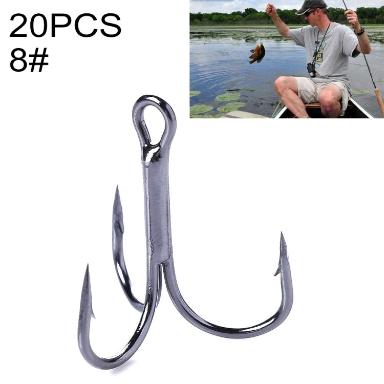 HENGJIA 20 PCS Classic Black High Carbon Steel Fishing Three-jaw Treble Hooks - Fishing Hooks by HENGJIA | Online Shopping South Africa | PMC TechLife | Buy Now Pay Later Mobicred