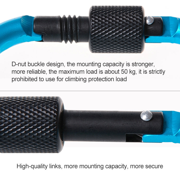 2 PCS D Shape Multi-function Outdoor Aluminium Alloy Mountaineering Buckle Lock, Random Color Delivery - Hooks by PMC TechLife | Online Shopping South Africa | PMC TechLife | Buy Now Pay Later Mobicred