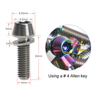 TOSEEK Bicycle Handlebar Stem Screw Titanium Alloy M5x16mm Mountain Bike  Fixed Gear Handlebar Stem Screw with Gasket (Titanium Color)