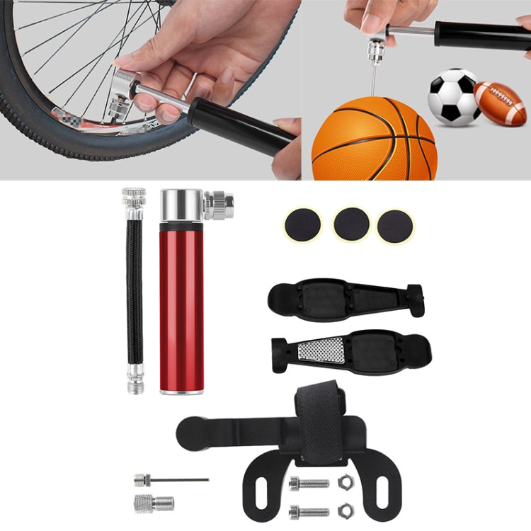 Manual Mini Portable Bicycle Aluminum Alloy Pump + Plastic glue-free tire patch + Tire lever (Red) - Bicycle Locks & Bicycle Pumps by PMC TechLife | Online Shopping South Africa | PMC TechLife | Buy Now Pay Later Mobicred