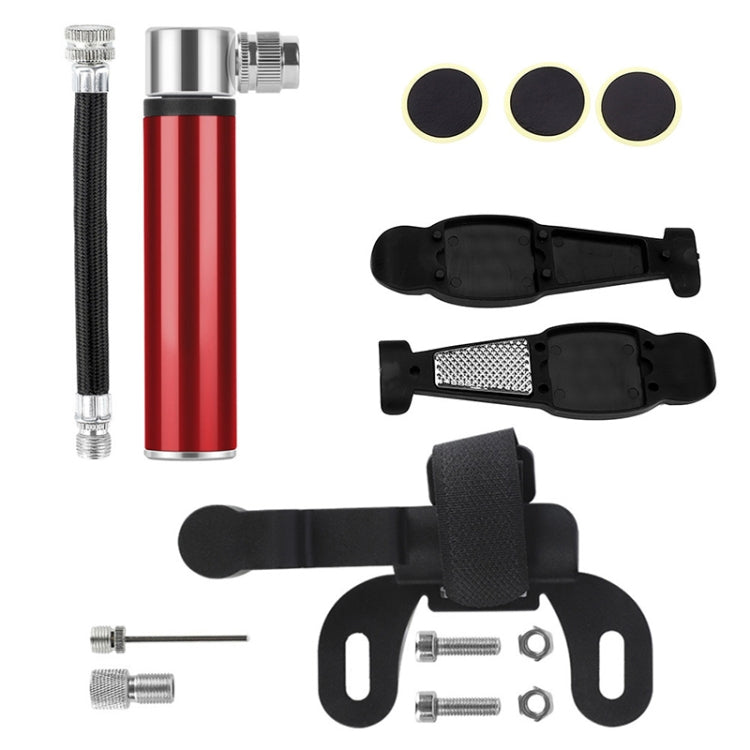 Manual Mini Portable Bicycle Aluminum Alloy Pump + Plastic glue-free tire patch + Tire lever (Red) - Bicycle Locks & Bicycle Pumps by PMC TechLife | Online Shopping South Africa | PMC TechLife | Buy Now Pay Later Mobicred
