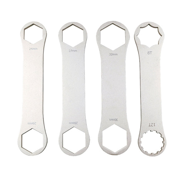 BIKERSAY BT050D Multifunctional Stainless Steel Bicycle Fork Wrench Double Head Spanner