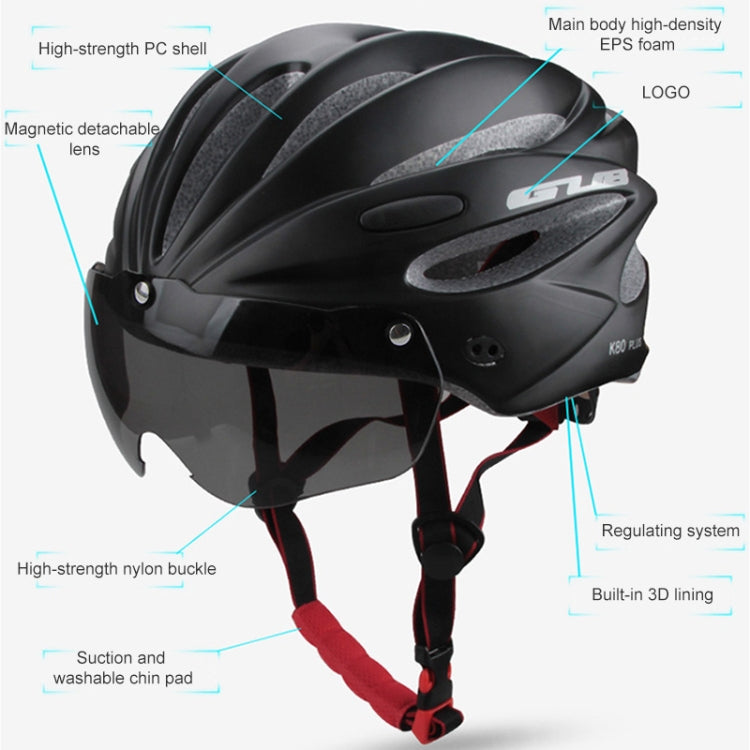 GUB K80 Plus Bike Helmet With Visor And Goggles(Titanium Color) - Protective Helmet & Masks by GUB | Online Shopping South Africa | PMC TechLife | Buy Now Pay Later Mobicred