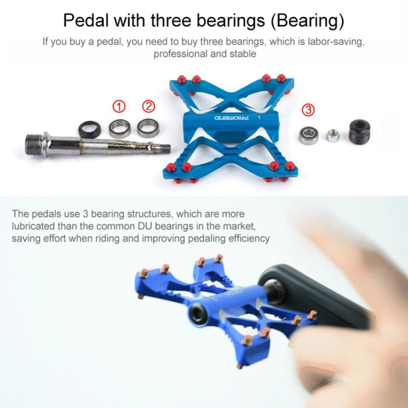 PROMEND PD-M56 1 Pair Mountain Bicycle Aluminum Alloy 3-Bearings Pedals (Black)