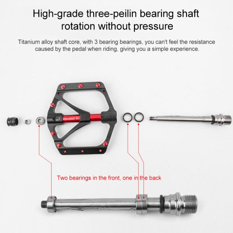 PROMEND PD-M82-TI 1 Pair Mountain Bicycle Titanium Alloy Shaft 3-Bearings Wide Pedals (Silver)