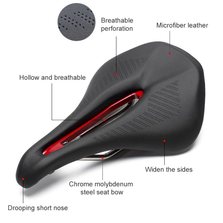 PROMEND SD-576 Nylon Fiber Triathlon Bicycle Saddle (Black Red) - free shipping - PMc TechLife - Order now!