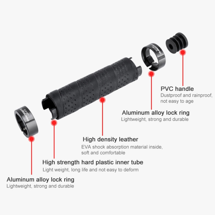 PROMEND GR-515 1 Pair Shock-absorbing Anti-skid Mountain Bike Grips Cover (Black)