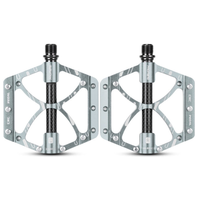 PROMEND PD-M52C 1 Pair Bicycle Aluminum Alloy + Carbon Fiber Tube Bearing Pedals (Titanium Color)