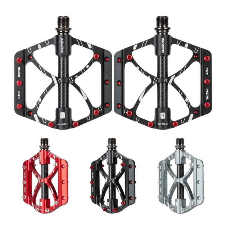 PROMEND PD-M52C 1 Pair Bicycle Aluminum Alloy + Carbon Fiber Tube Bearing Pedals (Black)