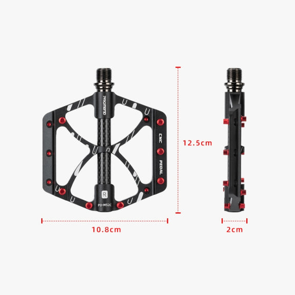PROMEND PD-M52C 1 Pair Bicycle Aluminum Alloy + Carbon Fiber Tube Bearing Pedals (Black)