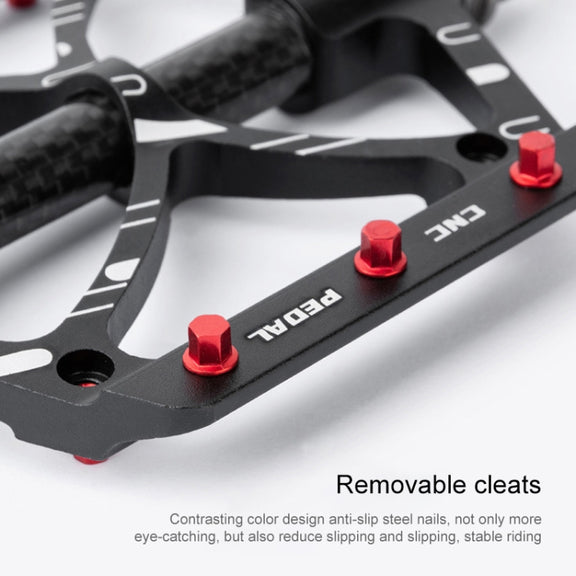 PROMEND PD-M52C 1 Pair Bicycle Aluminum Alloy + Carbon Fiber Tube Bearing Pedals (Red)