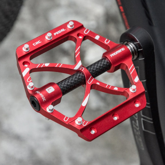 PROMEND PD-M52C 1 Pair Bicycle Aluminum Alloy + Carbon Fiber Tube Bearing Pedals (Red)