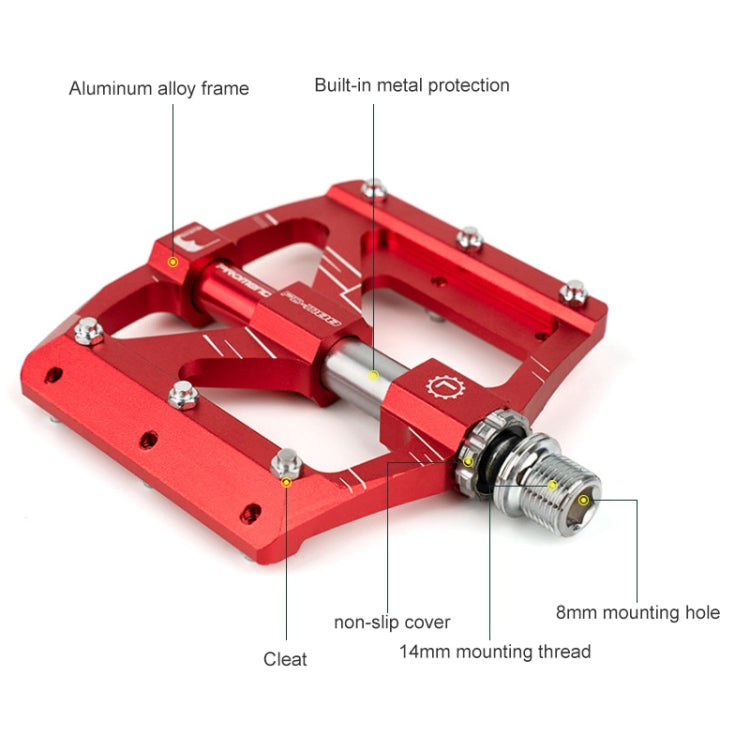 PROMEND PD-M88 1 Pair Mountain Bicycle Aluminum Alloy 3-Bearings Pedals (Titanium Color)