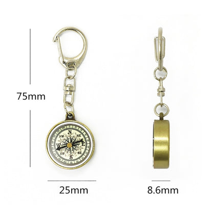Nisa C25X Vintage Zinc Alloy Metal Compass with Keychain - Hiking Meter by PMC Jewellery | Online Shopping South Africa | PMC Jewellery | Buy Now Pay Later Mobicred