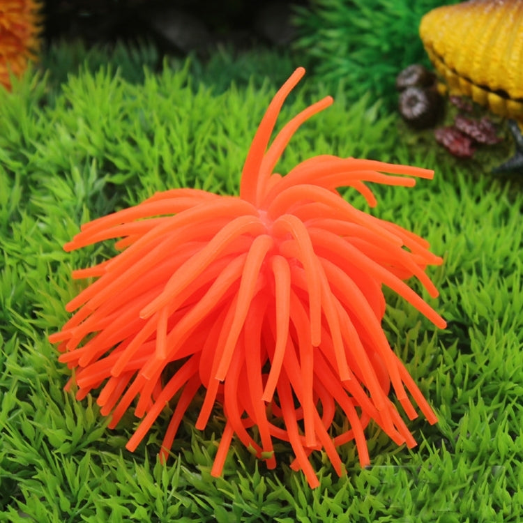 Aquarium Articles Decoration TPR Simulation Sea Urchin Ball Coral, Size: L, Diameter: 13cm(Orange)