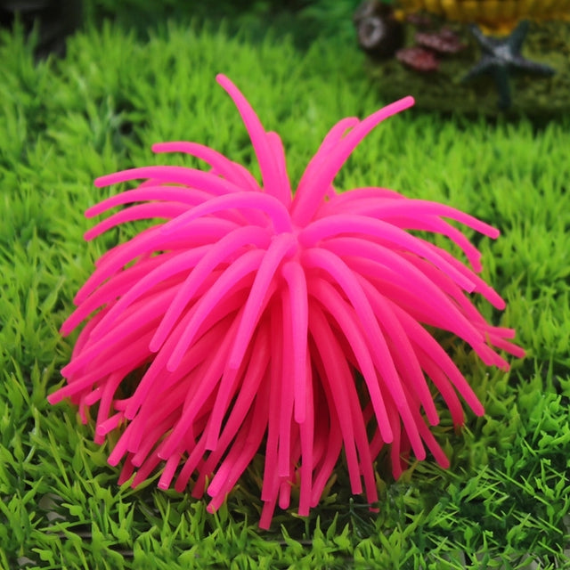 Aquarium Articles Decoration TPR Simulation Sea Urchin Ball Coral, Size: L, Diameter: 13cm(Pink)