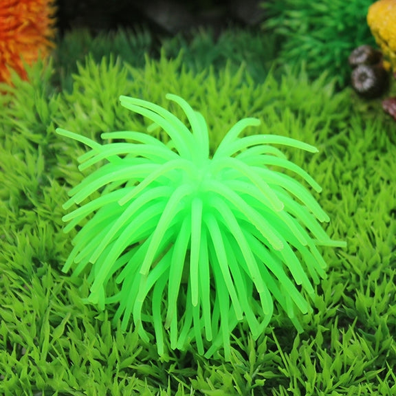 Aquarium Articles Decoration TPR Simulation Sea Urchin Ball Coral, Size: L, Diameter: 13cm(Green)