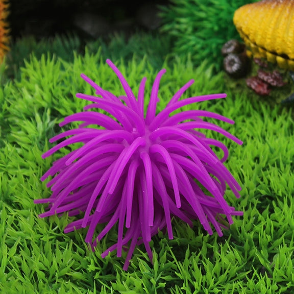 Aquarium Articles Decoration TPR Simulation Sea Urchin Ball Coral, Size: L, Diameter: 13cm(Purple)