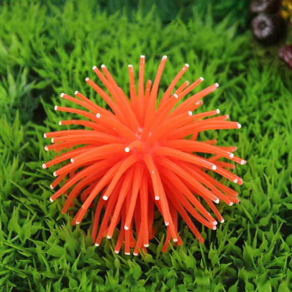 Aquarium Articles Decoration TPR Simulation Sea Urchin Ball Coral with Point, Size: L, Diameter: 13cm(Orange)